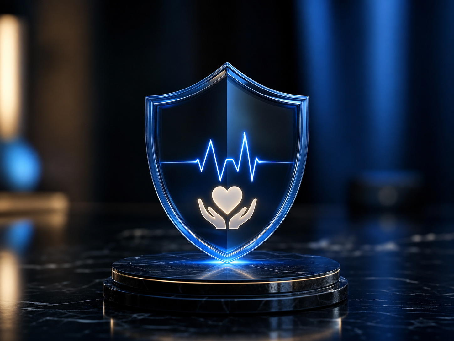 A protective medical shield representing health insurance
